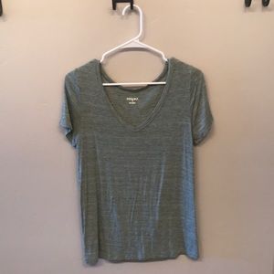 Heather green V neck